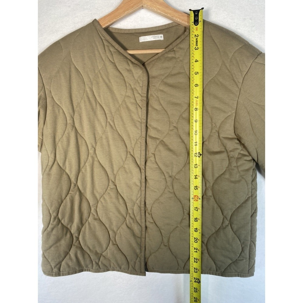 Zara Quilted Liner Jacket Womens Medium Tan Button Up Casual Minimalist - Picture 5 of 11